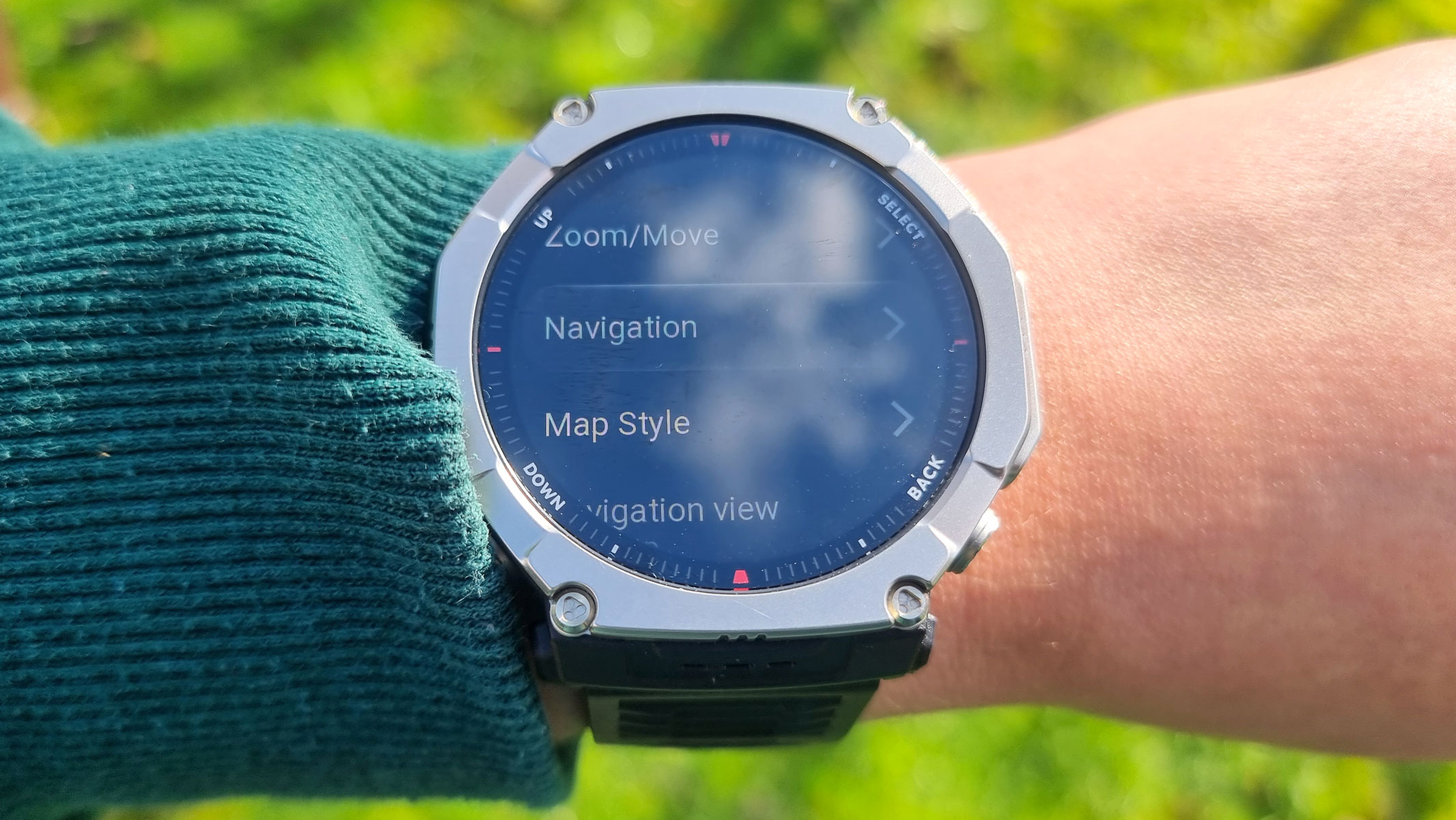 a close-up picture of the mapping features in the Amazfit T-Rex Ultra 2