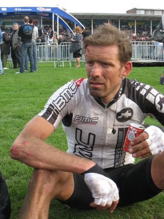 Swiss rider Alexandre Moos (BMC Racing Team) crashed in the Carrefour de l'Arbre