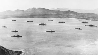 A US navy squadron pictured off the coast of Cuba during the blockade imposed by Kennedy