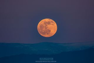 The Full Wolf Moon rises above the mountains near Kuratica, Macedonia, in this photo taken by Stojan Stojanovski on Jan. 10, 2020.