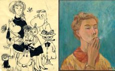 Tove Janssen Moomins artwork (left) and self-portrait (right)