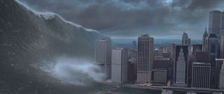 Best CGI movies of the 90s; a massive wave crashes into a city