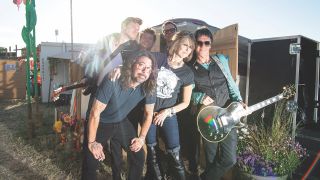 The Pretenders backstage at Glastonbury with Dave Grohl and Johnny Marr