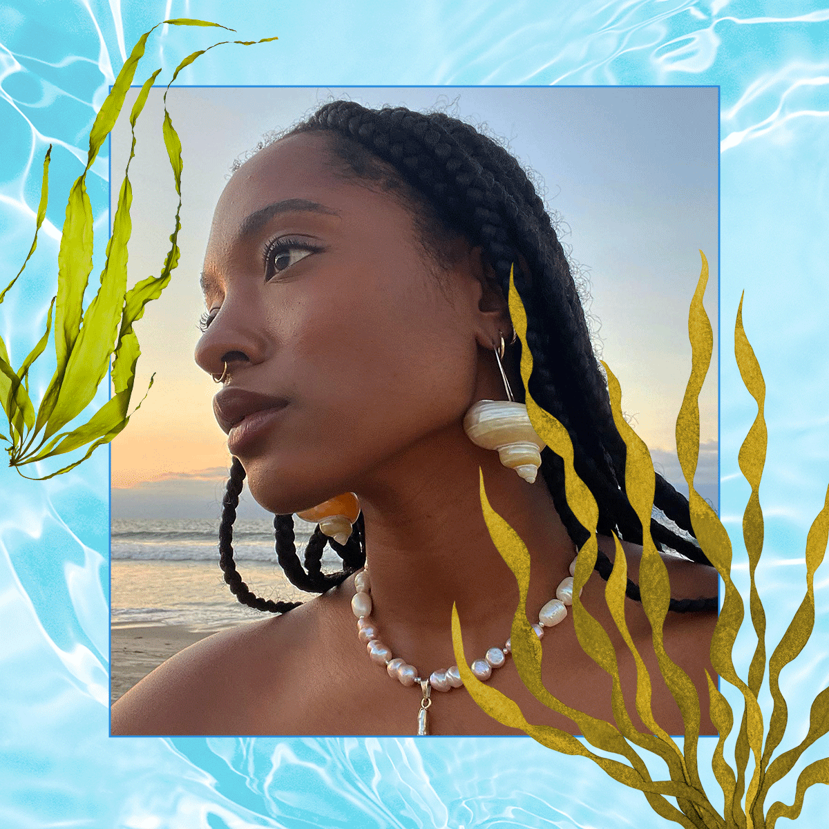 Gabriella and Kit Keenan with seaweed