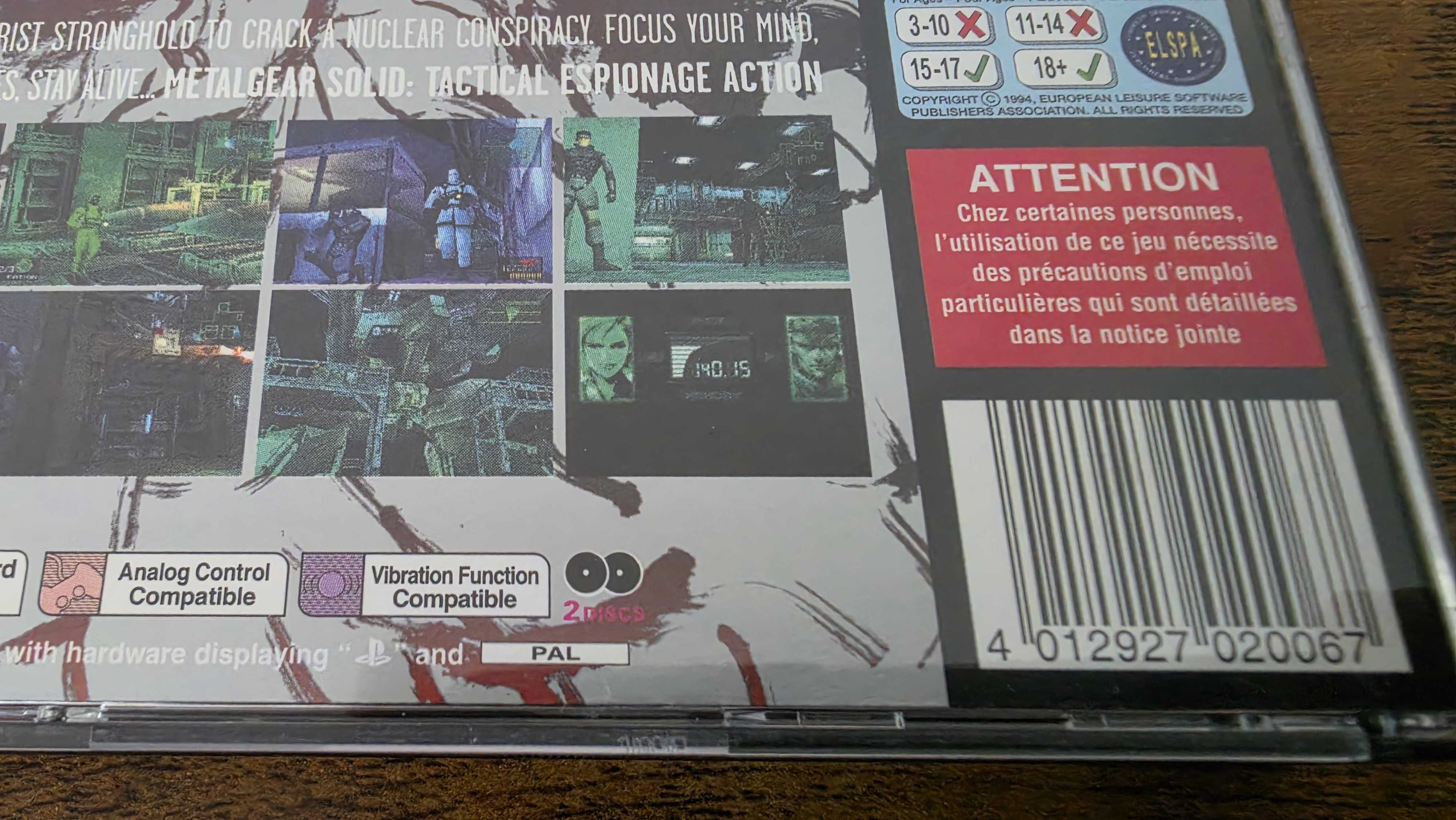 The Metal Gear Solid original PlayStation release.
