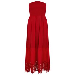 Monsoon Bailey bandeau dress red