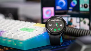 Spotify app open on Samsung Galaxy Watch 5 Pro