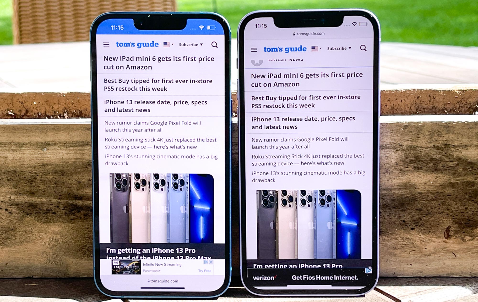 iPhone 13 (left) and iPhone 12 Pro (right)