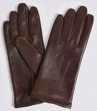 Leather Gloves in Chocolate, £17.50 | M&amp;S