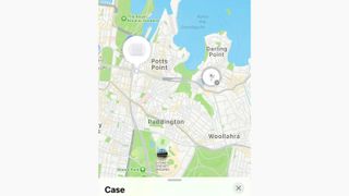 Find My app showing location of AirPods and AirPods case
