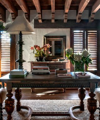 Antique furniture in a Spanish-style home