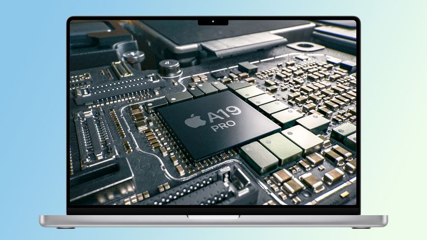 A picture of a MacBook with the iPhone 17 Pro&#039;s A19 Pro chip on screen
