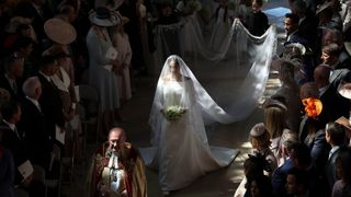 Meghan Markle walks down the aisle in St George's Chapel on her wedding day