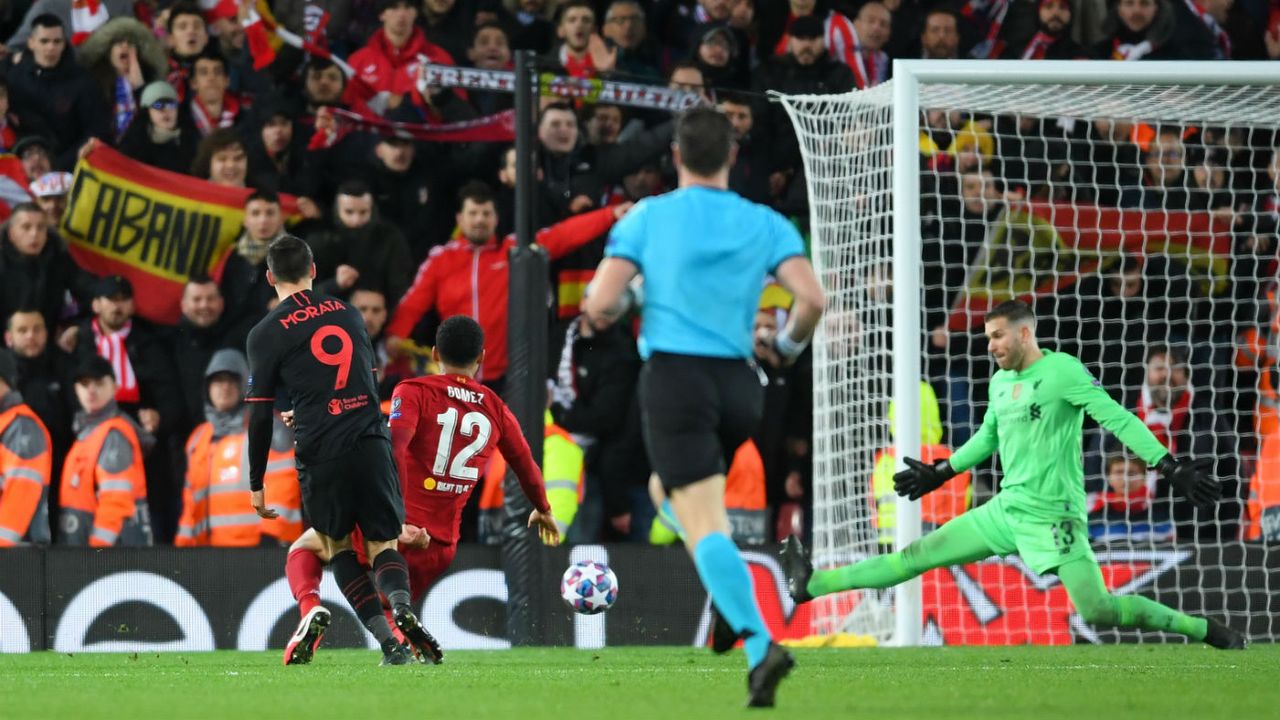 Alvaro Morata scored for Atletico in their 3-2 win over Liverpool at Anfield on 11 March