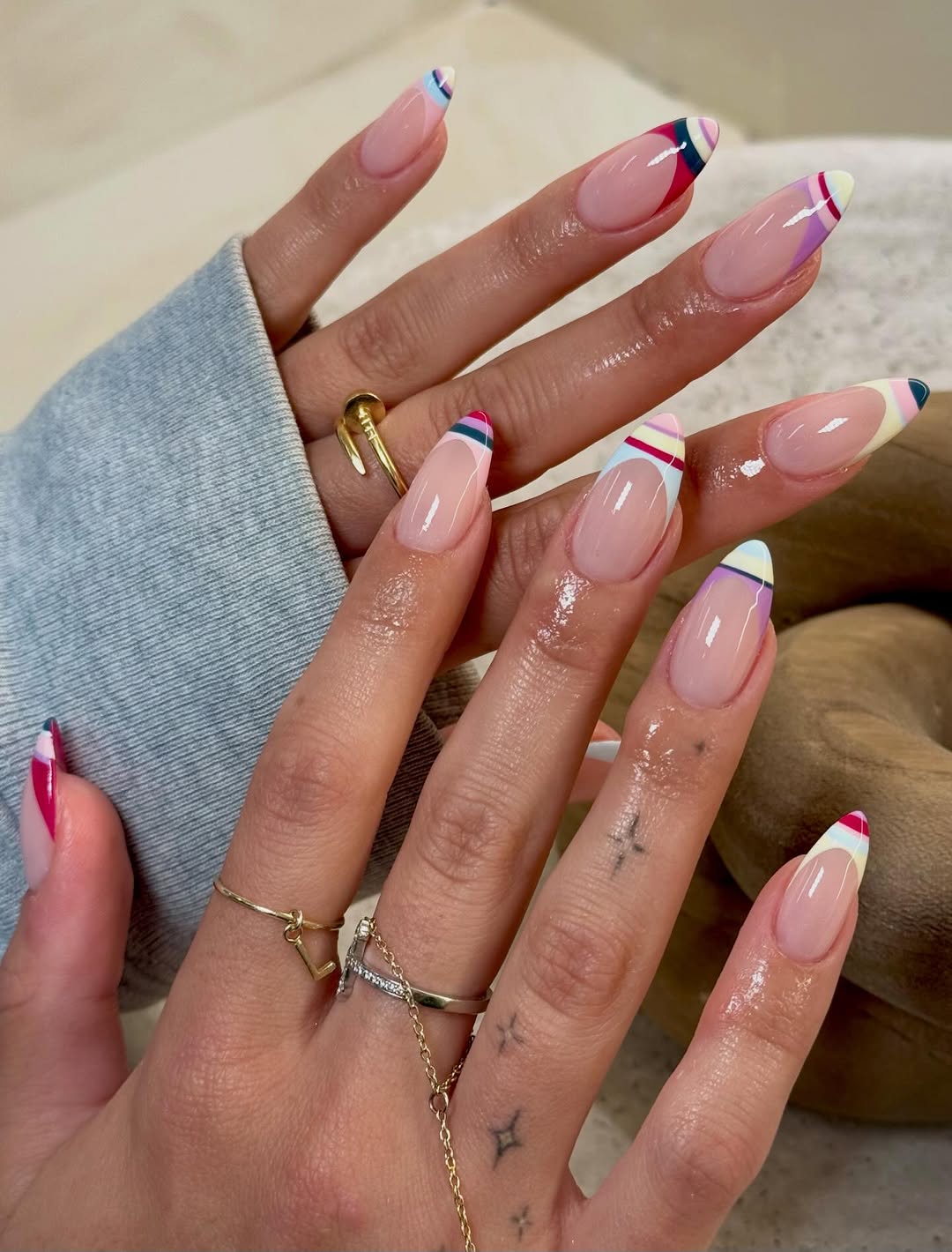 french tip striped nails