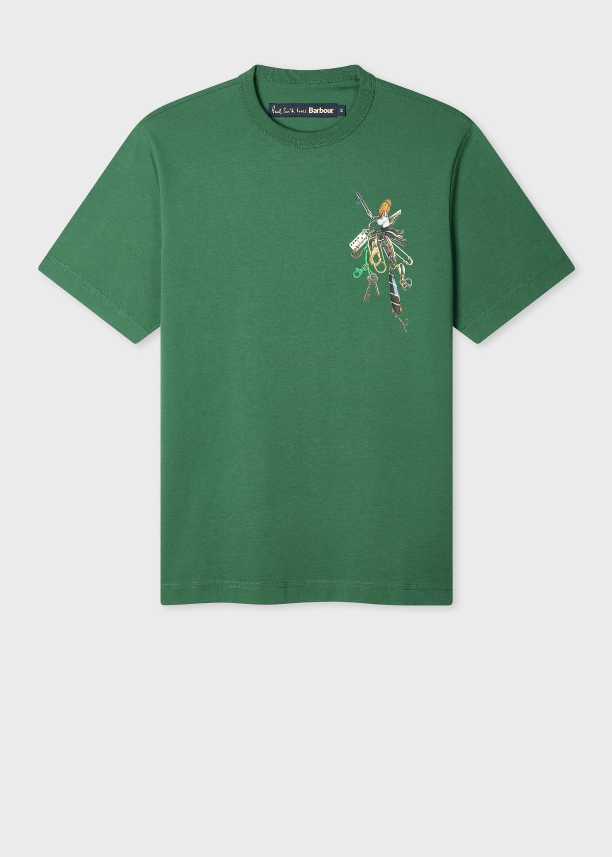Paul Smith Loves Barbour - Green Key Print T-Shirt - Xs