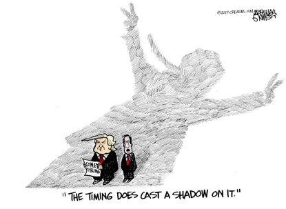 Political Cartoon U.S. President Trump Comey firing Nixon