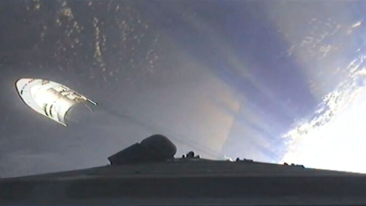 An Ariane 5 rocket designated VA249 launches the Intelsat 39 and EDRS-C communications satellites into orbit on Aug. 6, 2019.