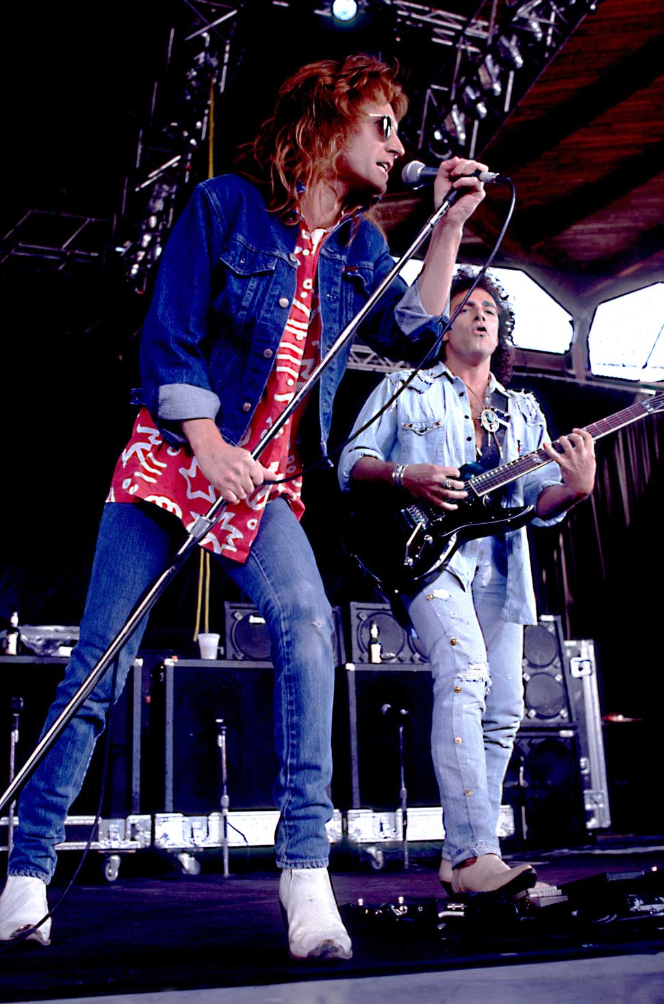 John Waite and Neal Schon onstage with Bad English, 1990