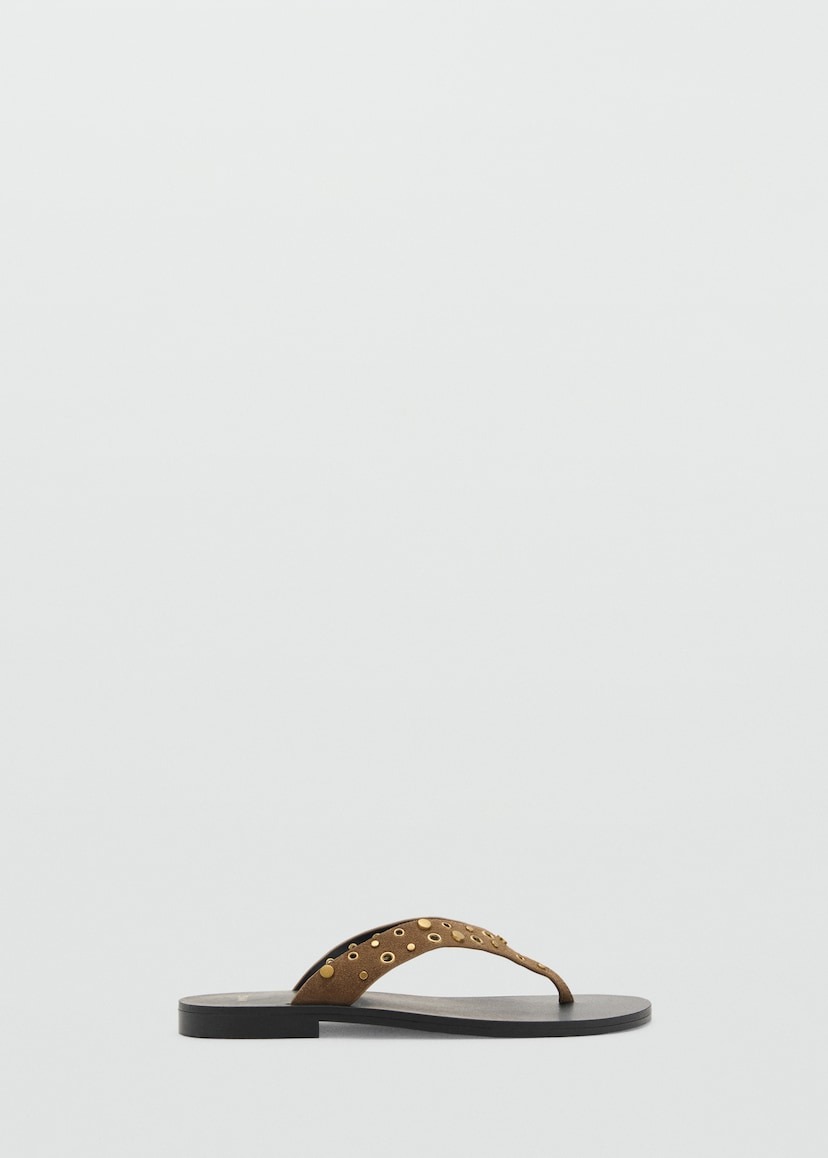 Mango, Suede Sandals With Eyelet Straps