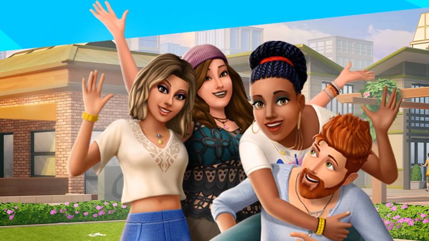 The Sims Mobile server shutdown announcement header image - four happy Sims waving goodbye
