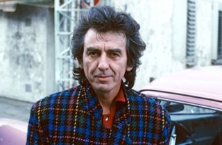 Beatles legend George Harrison before TV Show Formula One, Munich, Germany, february 1988 