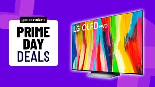 LG OLED C2 TV next to Prime Day badge
