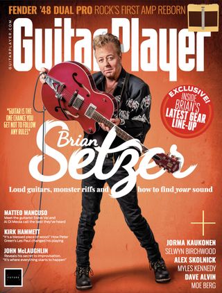 Brian Setzer adorns the cover of the November 2023 issue of Guitar Player