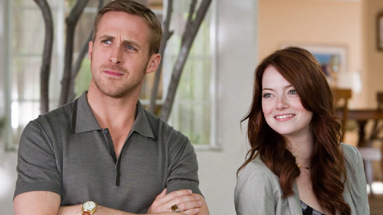 Emma Stone and Ryan Gosling in Crazy, Stupid, Love.