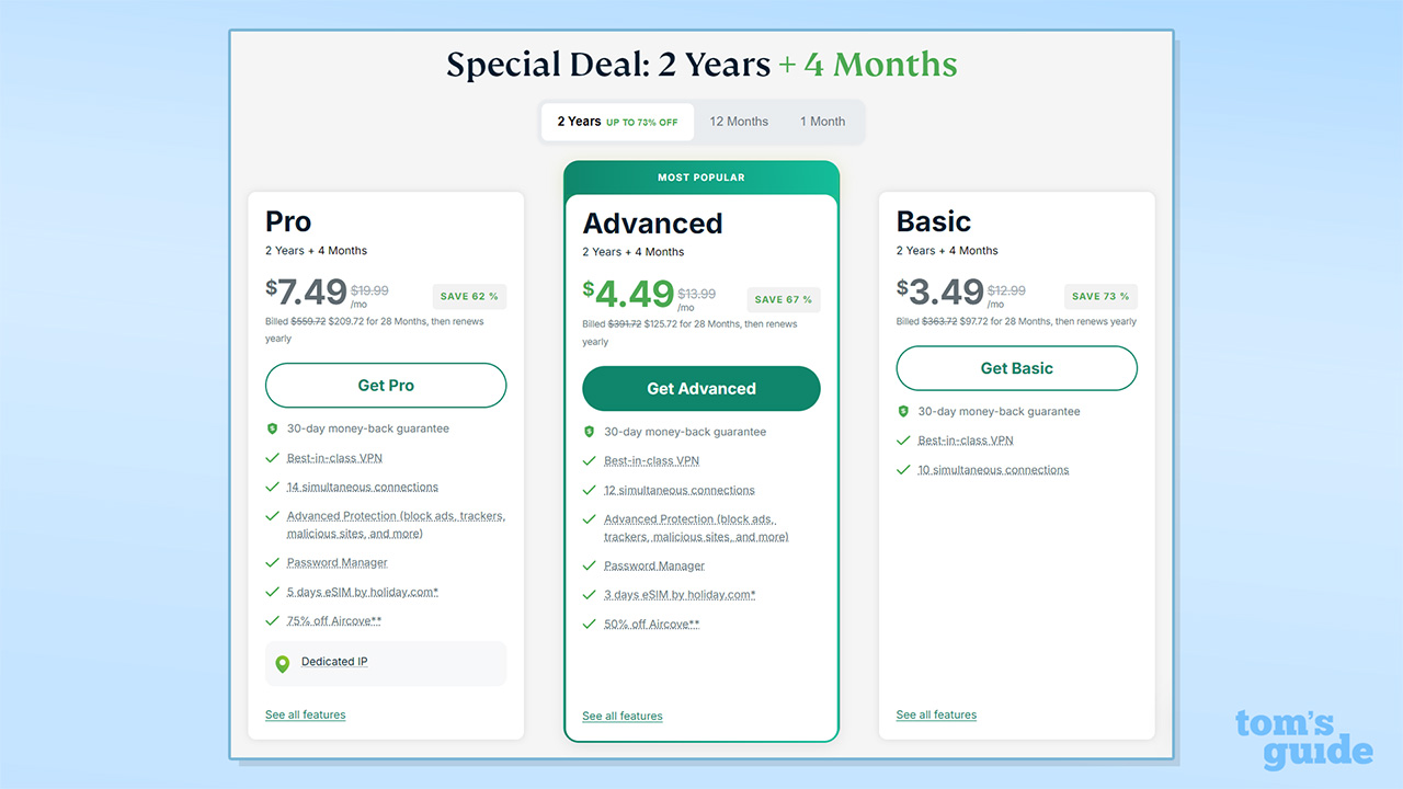 ExpressVPN new tiered pricing page