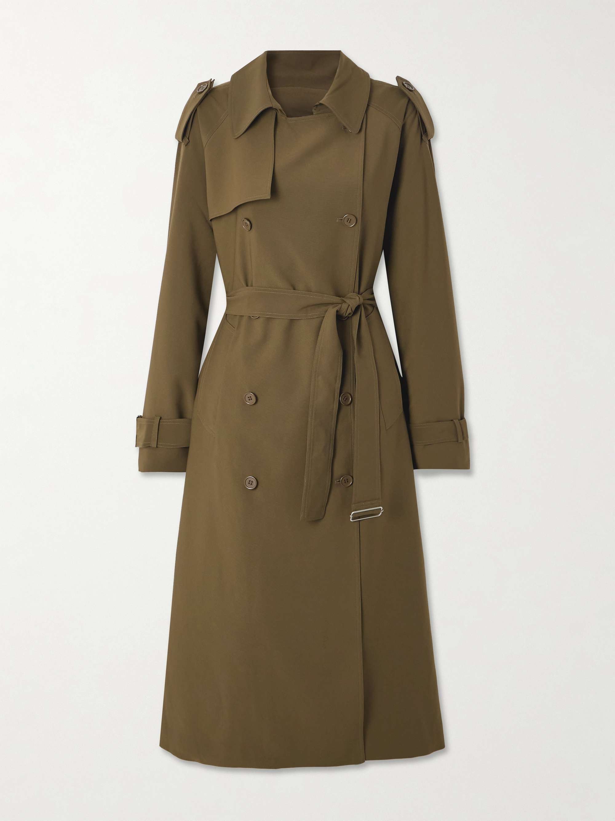 Veyron Double-Breasted Belted Shell Trench Coat
