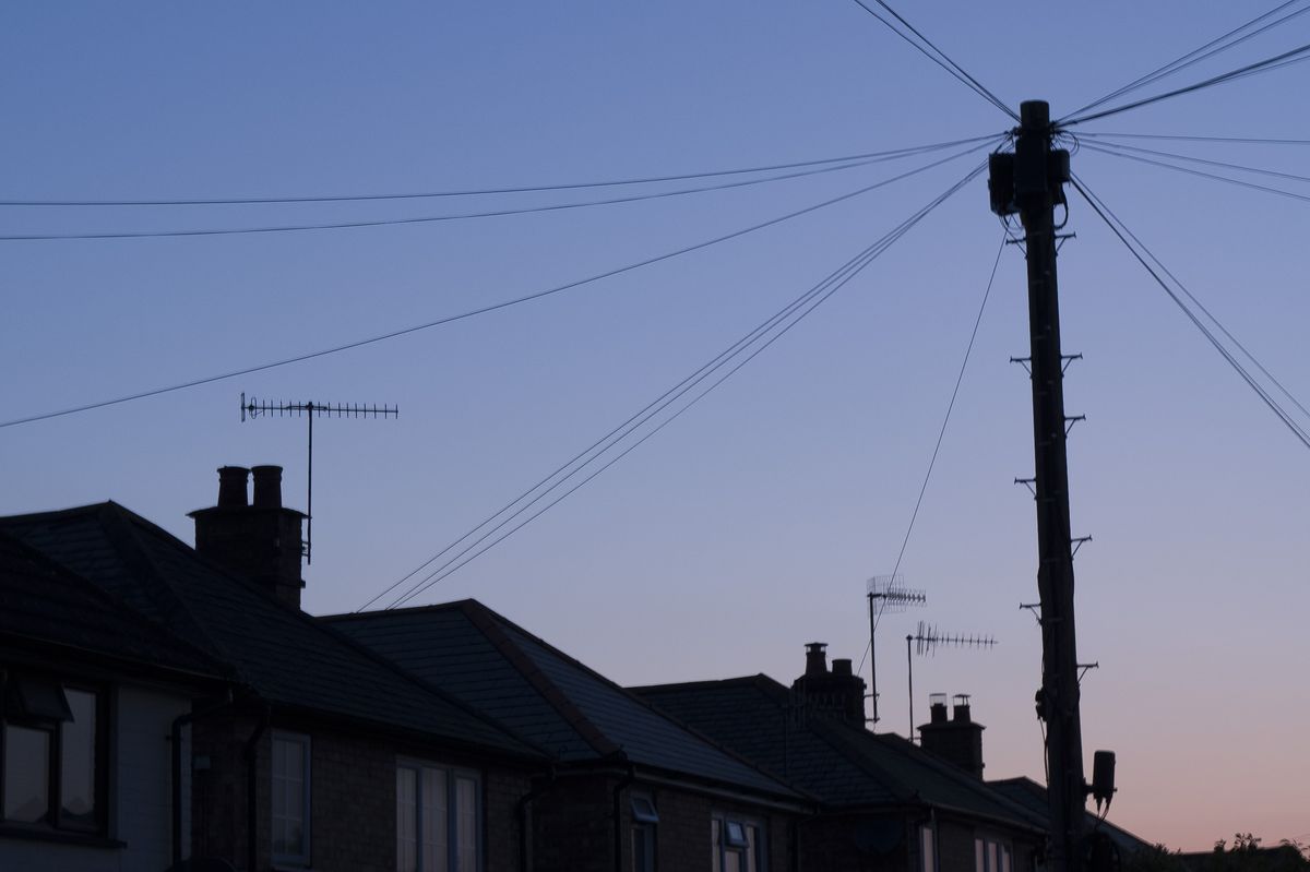 UK urban skyline at last light closeup of detail at ISO 100