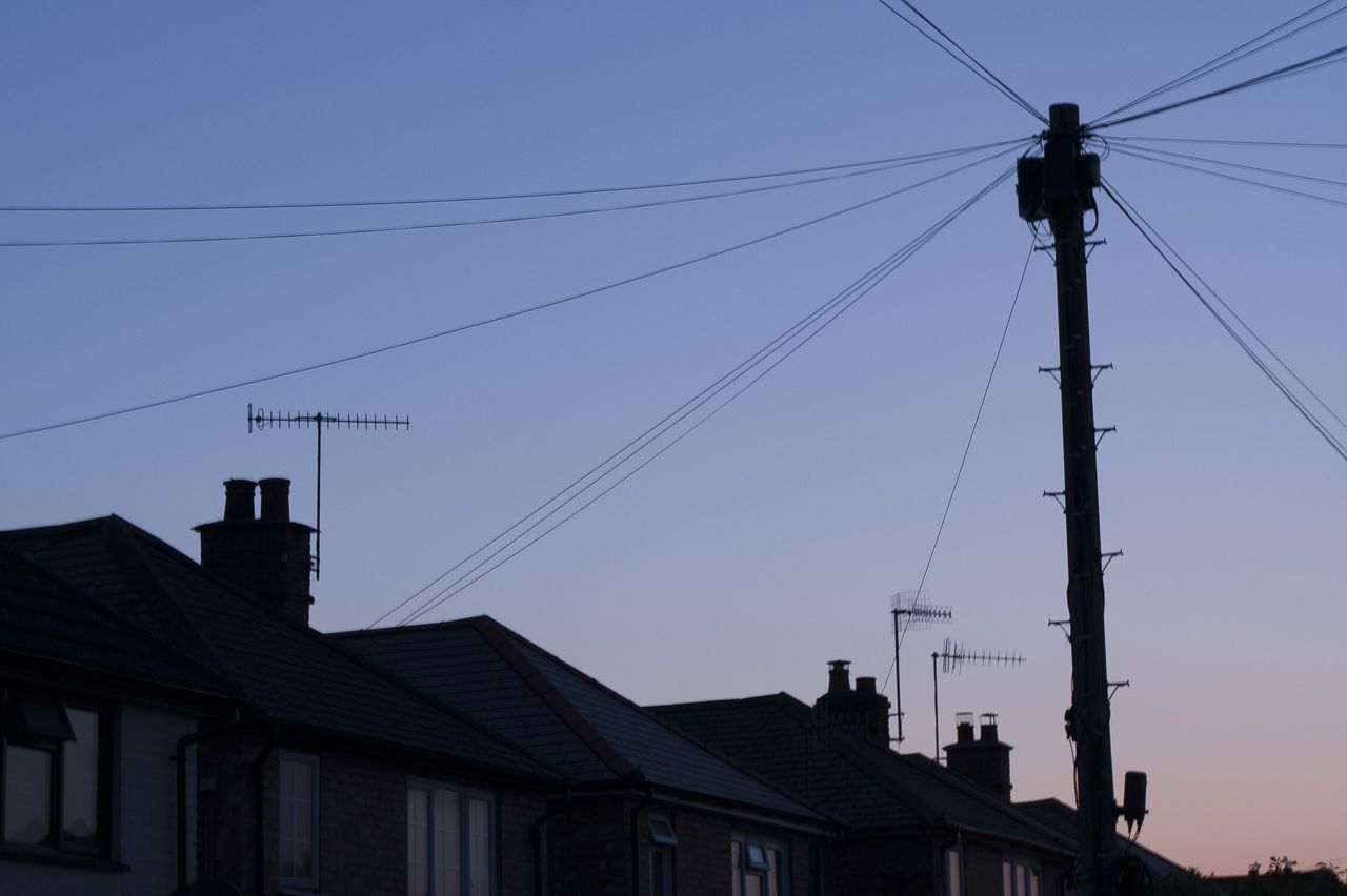 UK urban skyline at last light closeup of detail at ISO 100