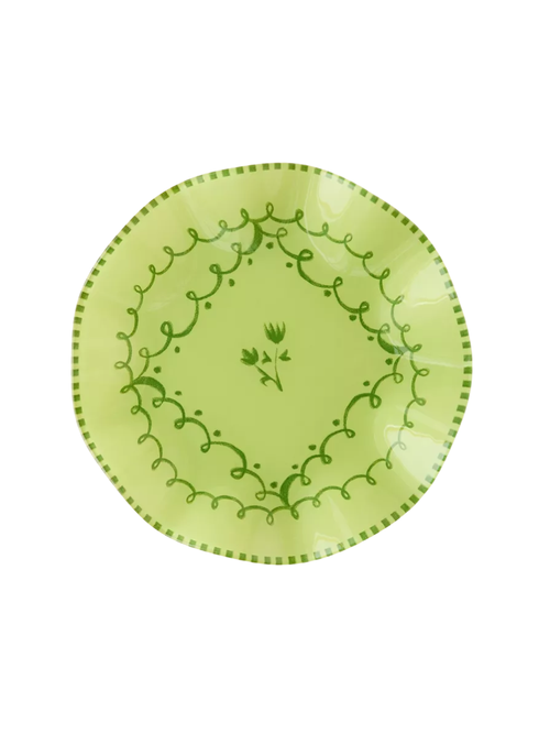 Floral Striped 7-Inch Ceramic Dessert Plate