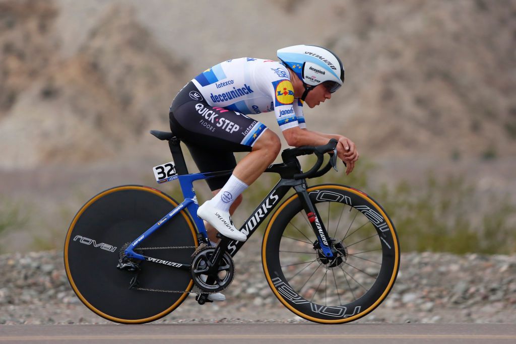 Remco Evenepoel en route to winning stage 3 at Vueta a San Juan