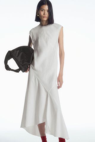 COS Draped Asymmetric White Dress