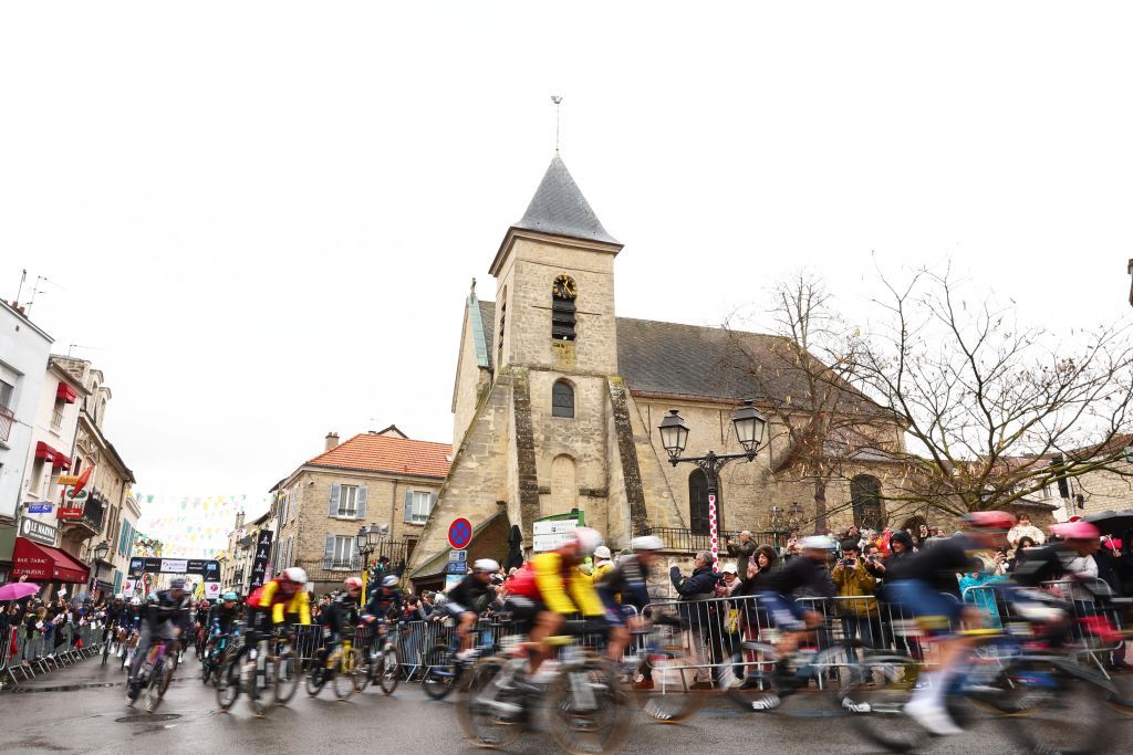 The start of stage two of the 83th edition of the Paris-Nice cycling race, from Montesson to Bellegarde (183,9 km) in France, Monday 10 March 2025.
BELGA PHOTO DAVID PINTENS (Photo by DAVID PINTENS / BELGA MAG / Belga via AFP)