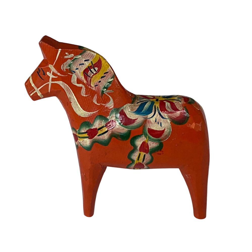 Vintage Scandanavian Folk Art Painted Dala Horse