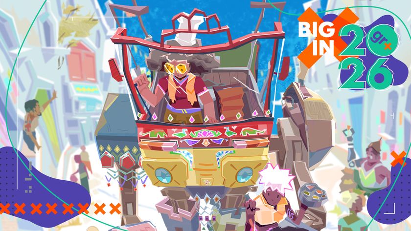 Samara and Amani stand in their Goddess food truck mech in Dosa Divas key art, cooking up a big meal for surrounding villagers, with the GamesRadar+ Big in 2026 branding