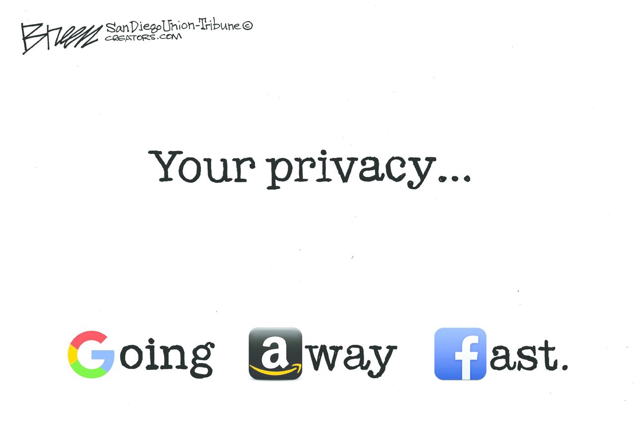 Editorial cartoon U.S. Amazon Facebook Google privacy data