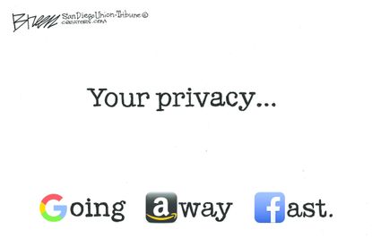 Editorial cartoon U.S. Amazon Facebook Google privacy data