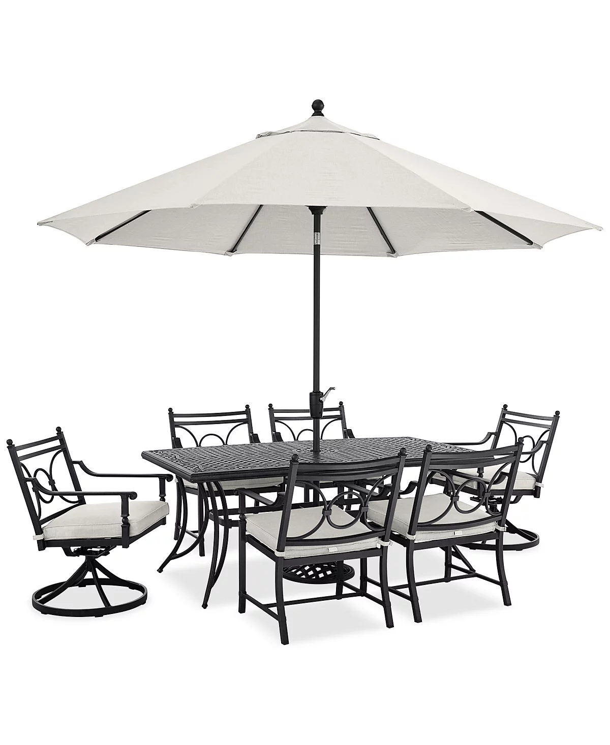 Wythburn Outdoor Dining 7pc Set (72x38" Table & 6 Scroll Dining Chairs), Created for Macy's