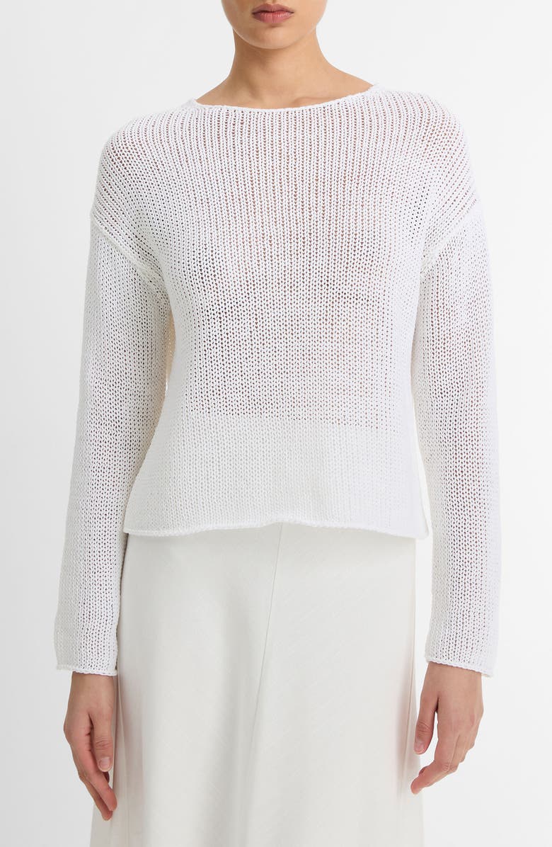 Open Knit Boat Neck Sweater