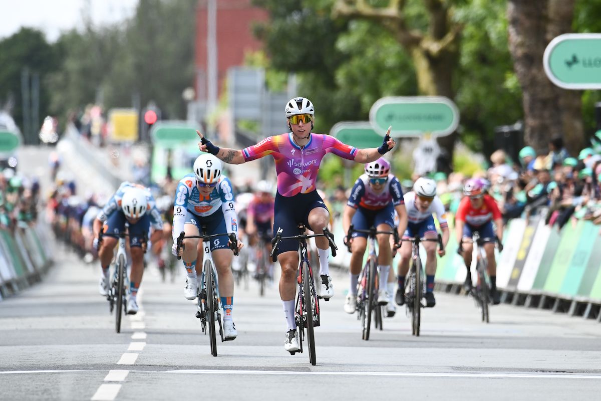 Lorena Wiebes of Team SD Worx-Protime wins Stage 3 of the 2024 Lloyds Bank Women's Tour of Britain in Warrington