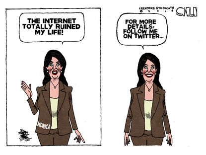 Editorial cartoon Monica Lewinsky Twitter internet