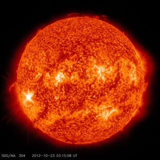 304 Angstrom Wavelength Image of Solar Flare Oct. 22, 2012