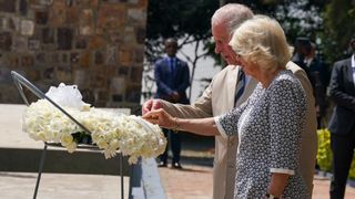 Prince Charles, Prince of Wales and Camilla, Duchess of Cornwall visit the Kigali Genocide Memorial, where they laid a wreath