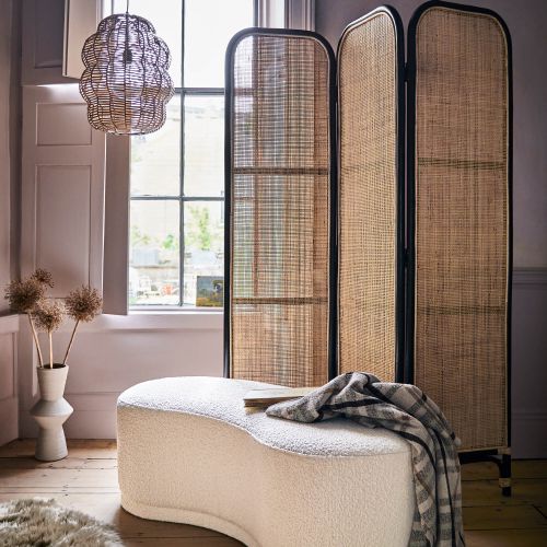 Graham and Green Black and Natural Rattan Screen