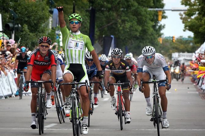 Peter Sagan (Cannondale) wins the sprint on stage 6 in Fort Collins