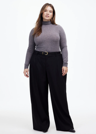 The Plus Harlow Superwide-Leg Trouser in Flannel